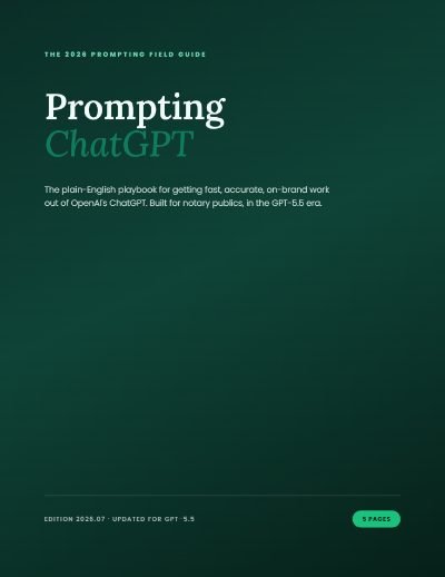 Prompting ChatGPT for Notaries — guide cover